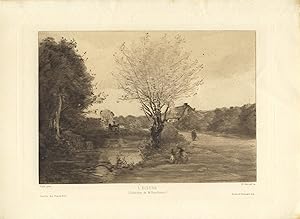 Original etching of Corot's "L'Ecluse"
