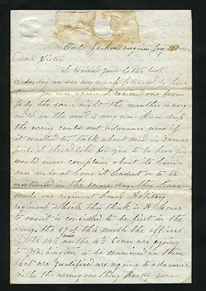 Signed Civil War Letter, describing soldier's situation with the 14th Mass