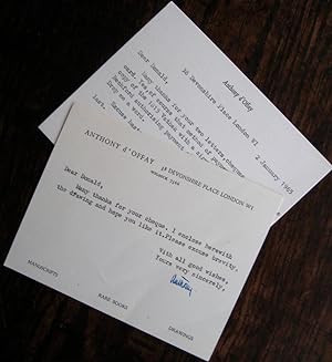Two typed correspondence cards to the collector Donald Weeks, one dated 1965