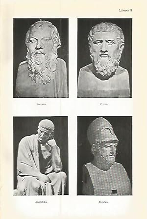 LAMINA 05354: Socrates Platon Aristoteles y Pericles