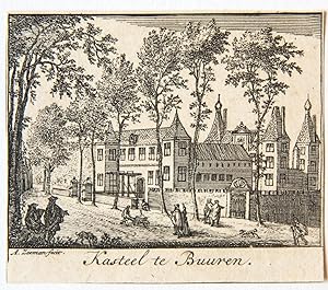 [Antique print, etching] Kasteel te Buuren (Gelderland), published 1730.