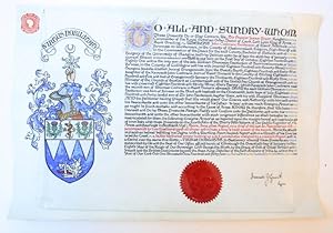 Grant of arms donated by Sir Francis James Grant, Lord Lyon King of Arms, to John Cochrane Hender...
