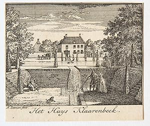 [Antique print, etching] Het Huys Klaarenbeek, published 1730.