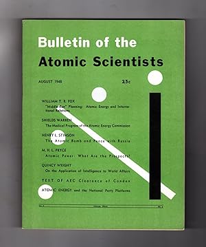 The Bulletin of the Atomic Scientists. August, 1948. Edward U. Condon Cleared by Atomic Energy Co...