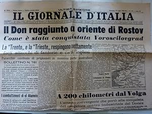 IL GIORNALE D'ITALIA ULTIMA EDIZIONE Domenica 19 Luglio 1942 XX IL DON RAGGIUNTO AD ORIENTE DI RO...