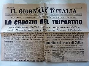 IL GIORNALE D'ITALIA ULTIMA EDIZIONE Martedì 17 Giugno 1941 XIX SOLENNE CERIMONIA NEL PALAZZO DUC...