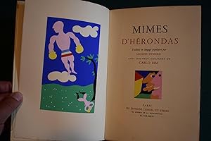 Mimes d'Herondas. Avec Dix-Neuf Gouaches de Carlo Rim.