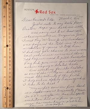March 8, 1974 Johnny Pesky ALS on Official Boston Red Sox Letterhead