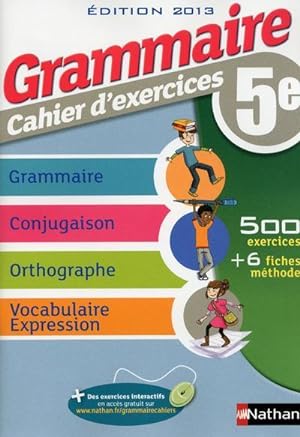 grammaire ; 5e ; cahier d'exercices (édition 2013)