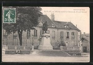 Carte postale Nolay, maison natale et statue du grand Carnot