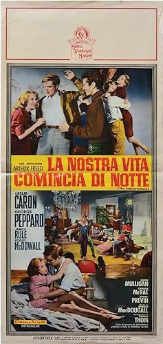La Nostra Vita Comincia di Notte [The Subterraneans] (Original Italian poster for the 1960 film)