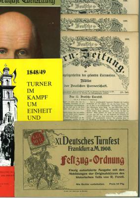 Konvolut aus sechs Broschüren. [Beinhaltet:] XI. Deutsches Turnfest Frankfurt a. M. 1908: Festzug...