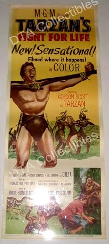 TARZAN'S FIGHT FOR LIFE-GORDON SCOTT-INSERT POSTER FN