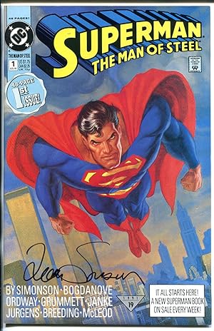 SUPERMAN - MAN OF STEEL #1 1990-DC-SIGNED-LOUISE SIMONSON-PHOTO-nm