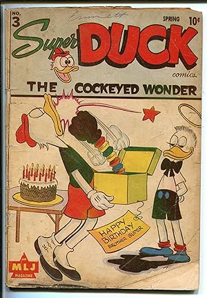 SUPER DUCK #3 1945-MLJ/ARCHIE-WWII-SLAP STICK HUMOR-good