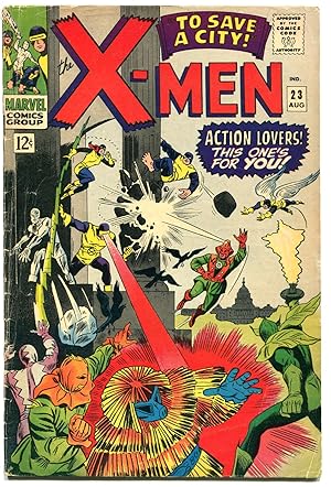 X-MEN #23 1966-MARVEL COMICS-NEFARIA -- BATTLE COVER vg-
