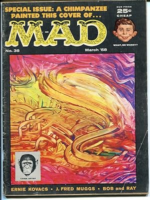 MAD #38-COVER PAINTED BY A MONKEY-WOOD-ORLANDO-DRUCKER-1958-vg+