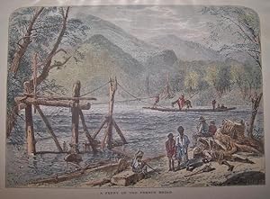 A Ferry on the French Broad [ Hand-colored wood engraving ]