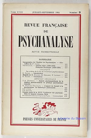 Revue Française de Psychanalyse Tome XVIII n°3