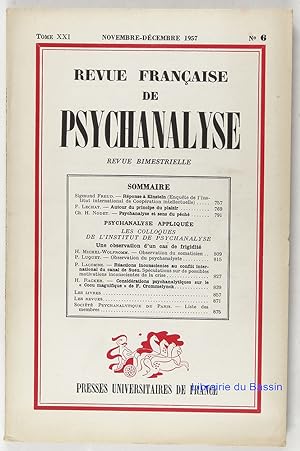 Revue Française de Psychanalyse Tome XXI n°6