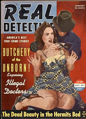 Real Detective Magazine January 1941- Abortion- Weird Menace cover