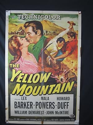 YELLOW MOUNTAIN-1954-ONE SHEET-WESTERN-LEX BARKER-MALA POWERS-HOWARD DUFF VG