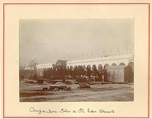 Paris, Exposition Universelle de 1900 pendant la construction. Champ de Mars. Palais des Fils, Ti...