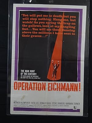 OPERATION EICHMANN-1961-POSTER-WERNER KLEMPERER-RUTA LEE-DRAMA-INDEPENDENT G/VG