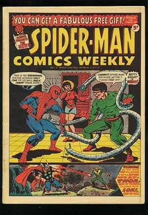 SPIDER-MAN COMICS WEEKLY #3 1973-STEVE DITKO ART-THOR LOKI-BRITISH FN
