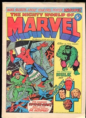 MIGHTY WORLD OF MARVEL #8 1972-SPIDER-MAN-HULK-FANTASTIC FOUR-KIRBY-UK COMIC FN