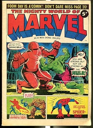 MIGHTY WORLD OF MARVEL #14 1973-SPIDER-MAN-HULK-FANTASTIC FOUR-KIRBY-UK COMIC FN