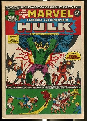 MIGHTY WORLD OF MARVEL #42 1973-HULK-FANTASTIC FOUR-KIRBY-UK COMIC FN