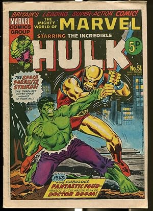MIGHTY WORLD OF MARVEL #51 1973-HULK-FANTASTIC FOUR-KIRBY-UK COMIC FN