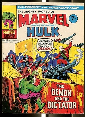 MIGHTY WORLD OF MARVEL #98 1974-HULK-FANTASTIC FOUR-IRON MAN-KIRBY-UK COMIC FN