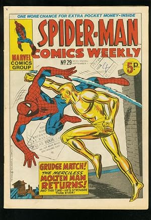 SPIDER-MAN COMICS WEEKLY #29 1973-STEVE DITKO-JACK KIRBY-BRITISH-MOLTEN MAN FN