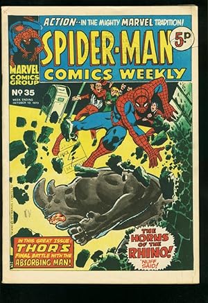 SPIDER-MAN COMICS WEEKLY #35 1973-ROMITA-JACK KIRBY-BRITISH-RHINO FN
