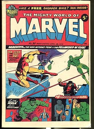 MIGHTY WORLD OF MARVEL #30 1973-DAREDEVIL-HULK-FANTASTIC FOUR-KIRBY-UK COMIC FN
