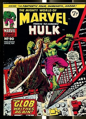 MIGHTY WORLD OF MARVEL #90 1974-HULK-FANTASTIC FOUR-DAREDEVIL-KIRBY-UK COMIC FN