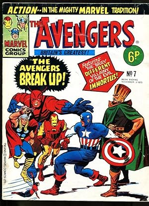 AVENGERS #7 1973-THOR-GIANT-MAN-IRON MAN-KIRBY-UK COMIC VG