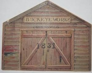 Buckeye Works, Greentown, O., Chromolithographic Promotional Trade Card with Movable Door Flaps