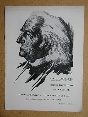 Sergio Fiorentino Liszt Recital. Concert Programme.
