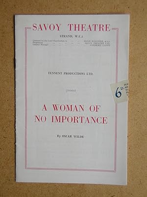 A Woman Of No Importance By Oscar Wilde. Theatre Programme.