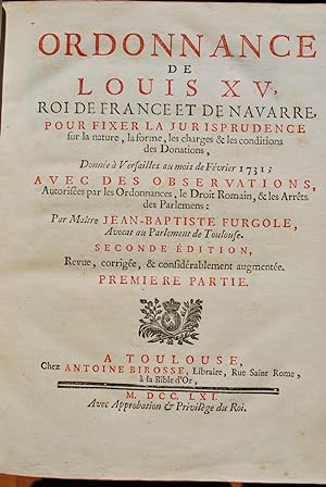 Oeuvres. Ordonnance de Louis XV, Roi de ranc eg de Navarre, pour fixer jurisprudence sur la natur...