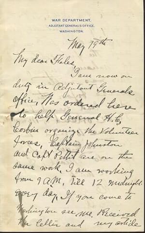 Herbert Howard Sargent. American Military Officer, Author. Autographed Letter signed, (Als). War ...