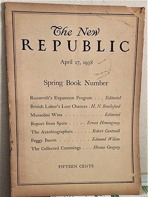 Report from Spain in The New Republic Magazine, April 27, 1938