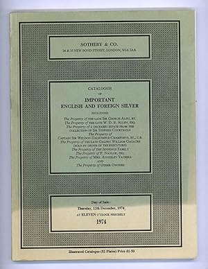 Catalogue of Important English and Foreign Silver.