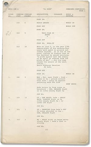De Sade (Original post-production script for the 1969 film)