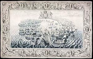 [Plate illustrating the defeat of the Spanish Armada by the English Fleet under the command of Lo...