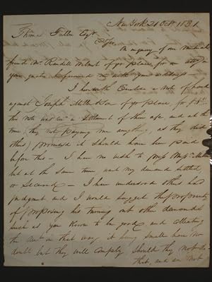 Thomas T. Kissam to Thomas Fuller, Two Page Autographed Letter Signed, Bethany, Pennsylvania, [wi...