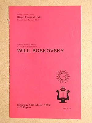 Willi Boskovsky. BBC Concert Orchestra. Concert Programme.